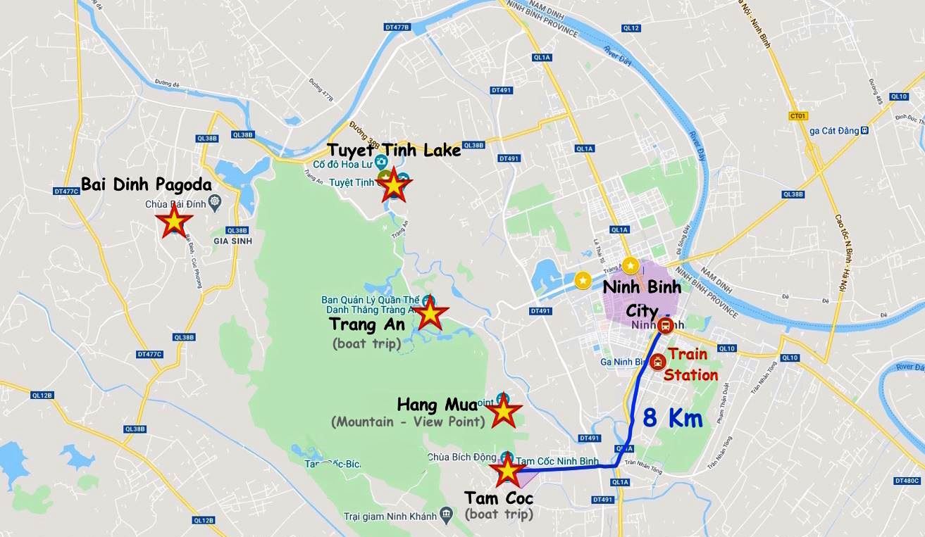 Ninh Binh Tourist Map- Ninh Binh Private Car